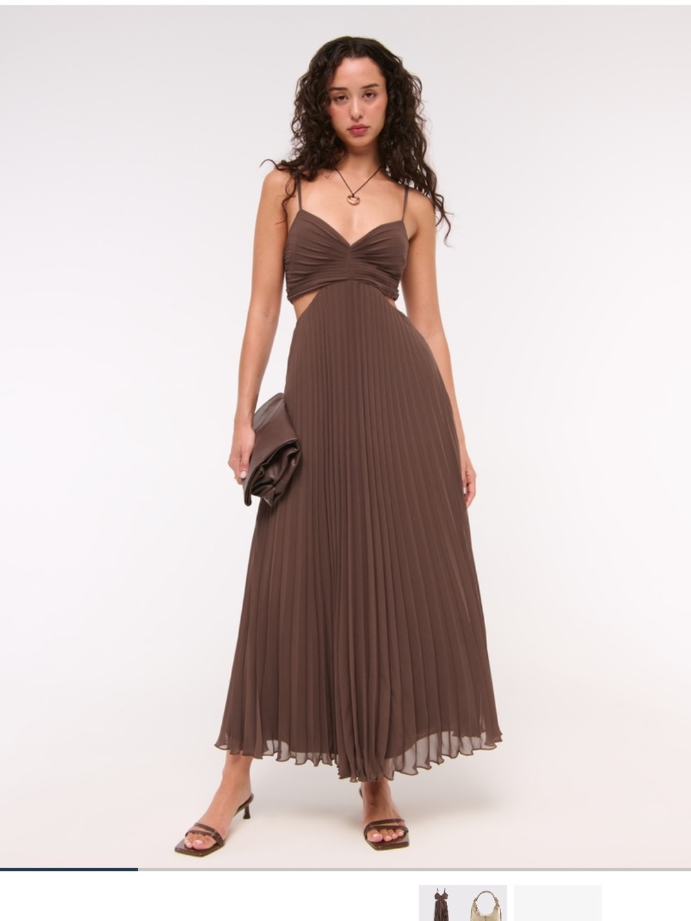 NWT Abercrombie & Fitch Brown Pleated Maxi Dress with Twist Bodice